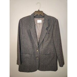 Vtg Pendleton Blazer Women's Size 14 Dark Gray 100% Pure Virgin Wool Made In USA